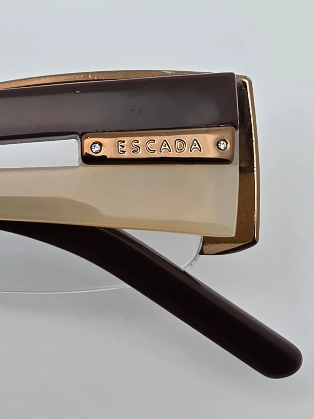 Escada VES 617SN Col. 0R80 Bronze Cream Semi Rimless Eyeglasses Frame Italy 52mm